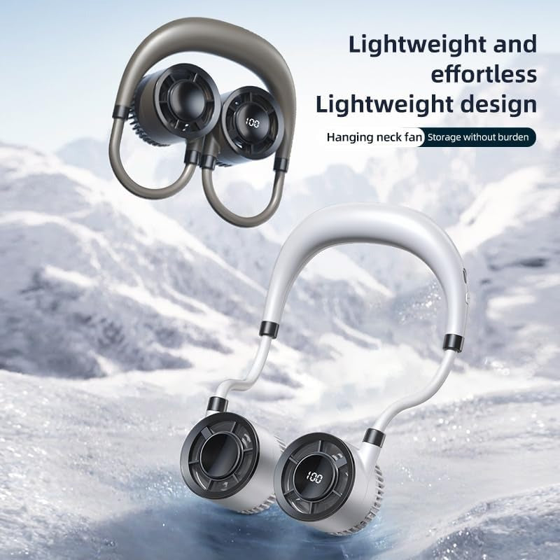 F916 Portable Neck Fan with 100 Speeds and Digital Display